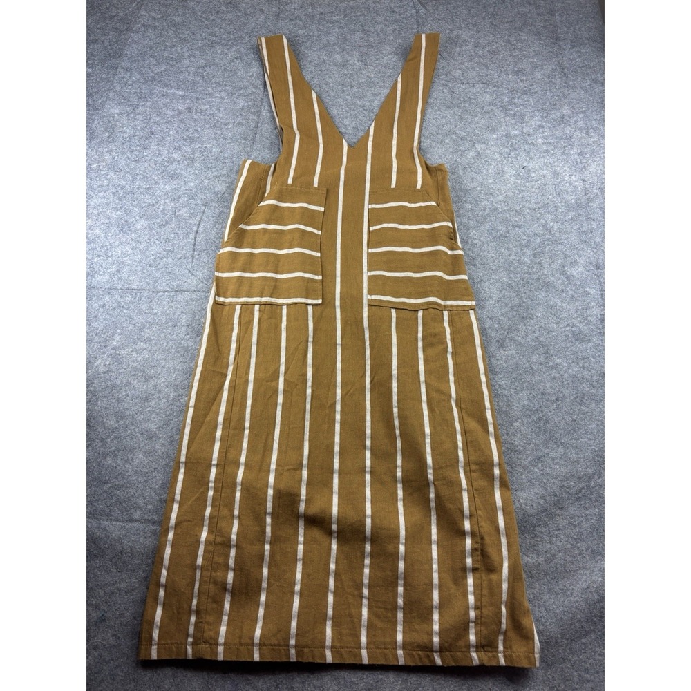 ANTOINETTE Women's S Striped Overall Dress Pockets Traditional Little Prairie